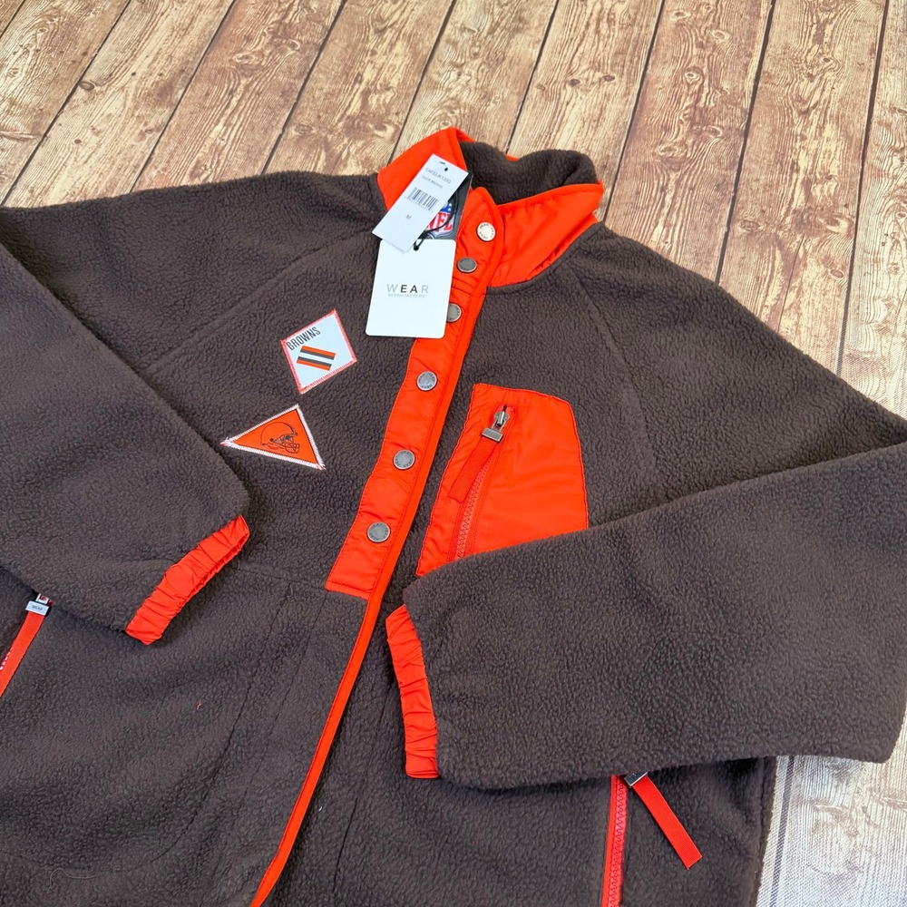 WEAR By Erin Andrews NFL Cleveland Browns Jacket Womens Medium Brown Fleece NWT